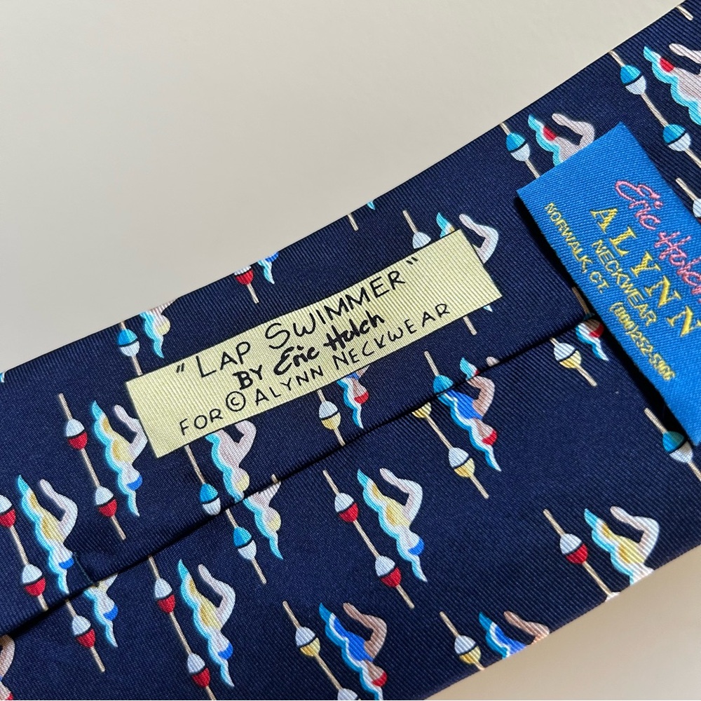 Alynn ~ Eric Hulch for Alynn Handmade Silk Sporty Lap Swimmer Tie - Picture 3 of 11